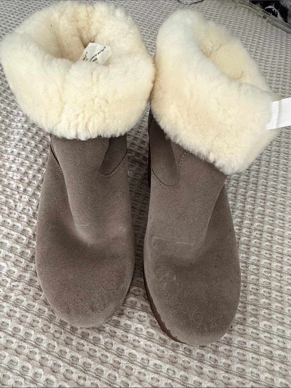 Women's Grey Suede Shearling Cuff Winter Boots - by Aetrex